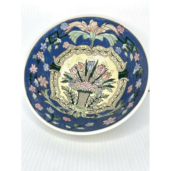 Blue White Chinoiserie Orchid Bowl Yellow Sears Vintage Excellent Condition - Picture 1 of 5